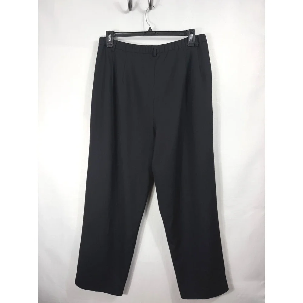 Pendleton Trousers Women's 16W Black 100% Virgin Wool Pleated Lined‎ Pants USA